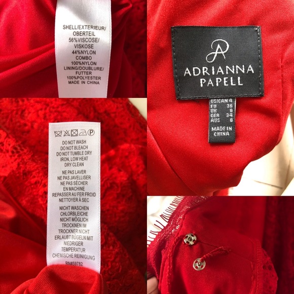 Adrianna Papell red lace sheath dress size 4 EUC - Picture 4 of 4